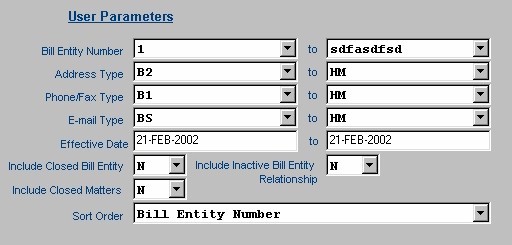 User Parameters