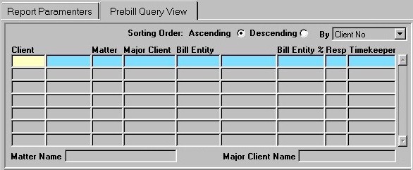 Prebilling Report